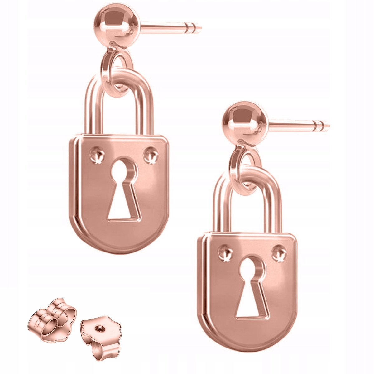 Kolczyki Pozłacane Wkrętki Kłódki Zamki Zapięcie z Kłódką Zamek SREBRO 925