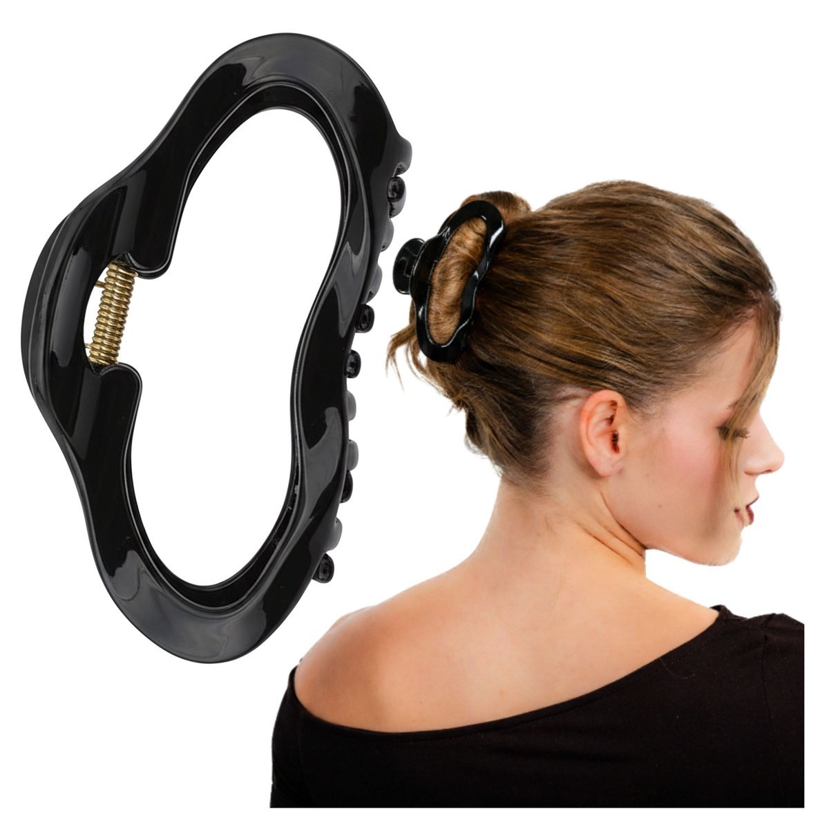 Klamra do Włosów Czarna Duża XXL Spinka Francuska Nieregularna Wytrzymała