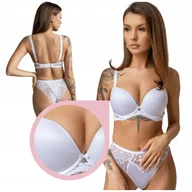 Biustonosze - KrisLine Crystal White Brassiere SClass Biustonosz biały push-up gładki 90C - miniaturka - grafika 1
