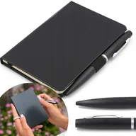 Zeszyty szkolne - NOTES A6 CZARNY +DŁUGOPIS ZESTAW PLANER W LINIE - miniaturka - grafika 1