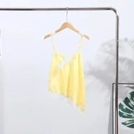 Koszulki i topy damskie - Koronkowy damski top na ramiączkach - Żółty M - miniaturka - grafika 1