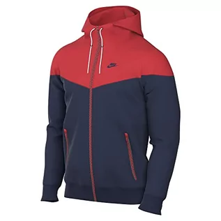 Kurtki męskie - Nike Męska kurtka z kapturem Sportswear Heritage Essentials Windrunner, Midnight Navy/Lt Crimson/Midnight Navy, DA001-410, M - grafika 1