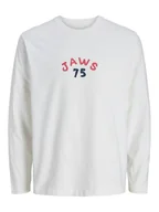 Koszulki męskie - Jack & Jones Longsleeve Jaws 12286615 Biały Relaxed Fit - miniaturka - grafika 1