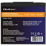 Ładowarki i akumulatory - Qoltec Akumulator LiFePO4 Litowo-Żelazowo-Fosforanowy | 12.8V | 30Ah | 384Wh | BMS - miniaturka - grafika 1