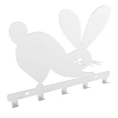 Wieszaki i stojaki - Metalowy wieszak ścienny na ubrania i klucze loft KRÓLIK biały - miniaturka - grafika 1