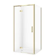 Kabiny prysznicowe - Kabina prysznicowa Cersanit Larga 80x80x195 kwadratowa złoty mat transparentne z brodzikiem tako slim 4cm biały S601-455 - miniaturka - grafika 1