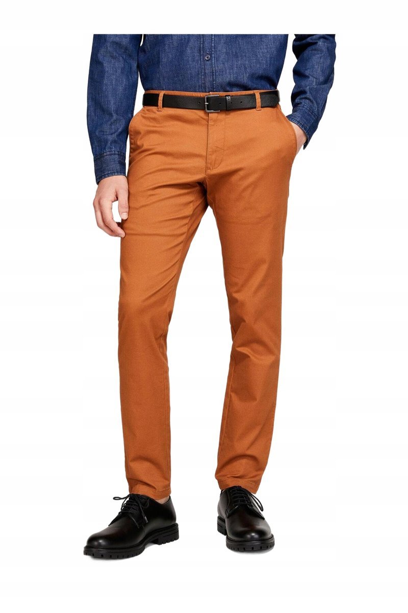 SISLEY MĘSKIE SPODNIE CHINOS W KOLORZE POMARAŃCZOWYM Z BAWEŁNY 54 16FA