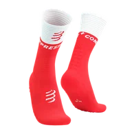 Skarpetki sportowe męskie - COMPRESSPORT Skarpetki kompresyjne do biegania MID COMPRESSION SOCKS V2.0 fluo red/white - miniaturka - grafika 1