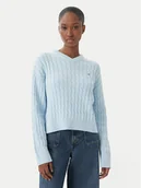 Swetry damskie - Tommy Hilfiger Sweter WW0WW48433 Niebieski jasny Regular Fit - miniaturka - grafika 1