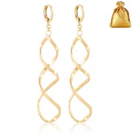 Kolczyki - BIŻUTERIA ZE STALI CHIRURGICZNEJ, ZŁOTE, POZŁACANE KOLCZYKI WISZĄCE SPIRALE - miniaturka - grafika 1