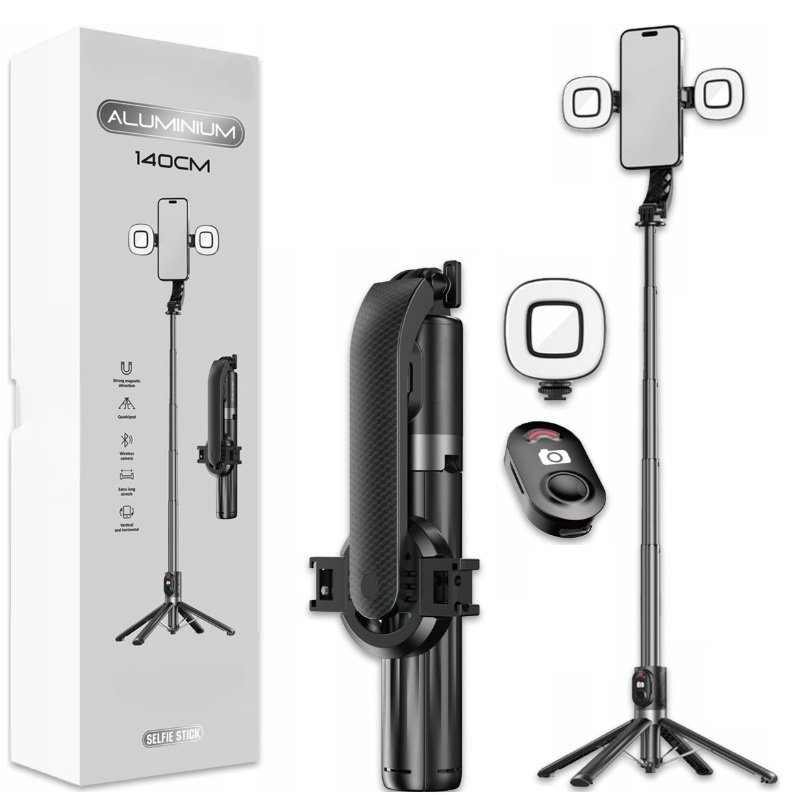Selfie Stick Statyw Tripod Kijek Do Telefonu Magsafe 2x Lampa Led Pilot