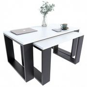 Ławy i stoliki kawowe - Zestaw stolików kawowych biało czarny - Juna 4X - miniaturka - grafika 1