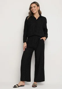 Czarny Komplet o Kroju Oversize Koszula i Spodnie Ulosarenia - Komplety damskie - miniaturka - grafika 1