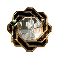 Lustra - LUSTRO ŚCIENNE okrągłe z czarno-złotą plecioną ramą glamour - miniaturka - grafika 1