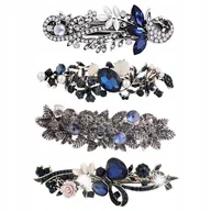 Ozdoby do włosów - Spinki do włosów Retro Vintage Zestaw Wiosenne kwiaty i kamienie 4 szt - miniaturka - grafika 1