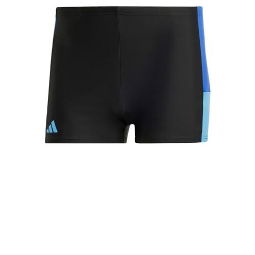 adidas Męskie bokserki do pływania w kolorowe bloki, czarne 30, Czarny, 152