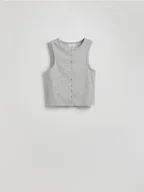 Marynarki i żakiety damskie - Reserved - Dzianinowa kamizelka - jasnoszary - miniaturka - grafika 1