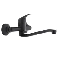 Baterie kuchenne - Bateria Kuchenna Ścienna Kran Obrotowy Długi Czarny - miniaturka - grafika 1