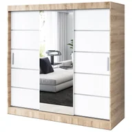 Szafy - Szafa przesuwna 1 x Lustro 200x200 Pepe , Dąb Sonoma / Biały mat - miniaturka - grafika 1