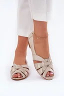 Baleriny - Skórzane Baleriny Z Odkrytymi Palcami Maciejka 06908-25/001-1 Złoty Przecierany-36 - miniaturka - grafika 1