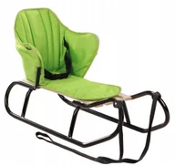 Sanki i ślizgacze - POLSKIE SANKI Z OPARCIEM CZARNE MATERACYK ZIELONY DLA DZIECI MOCNE SOLIDNE - miniaturka - grafika 1