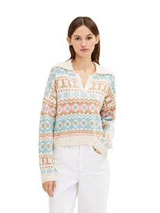 TOM TAILOR Denim Damski Sweter haftowany z kołnierzem 1034319, 30714 - New Fair Isle, XS - Swetry damskie - miniaturka - grafika 1