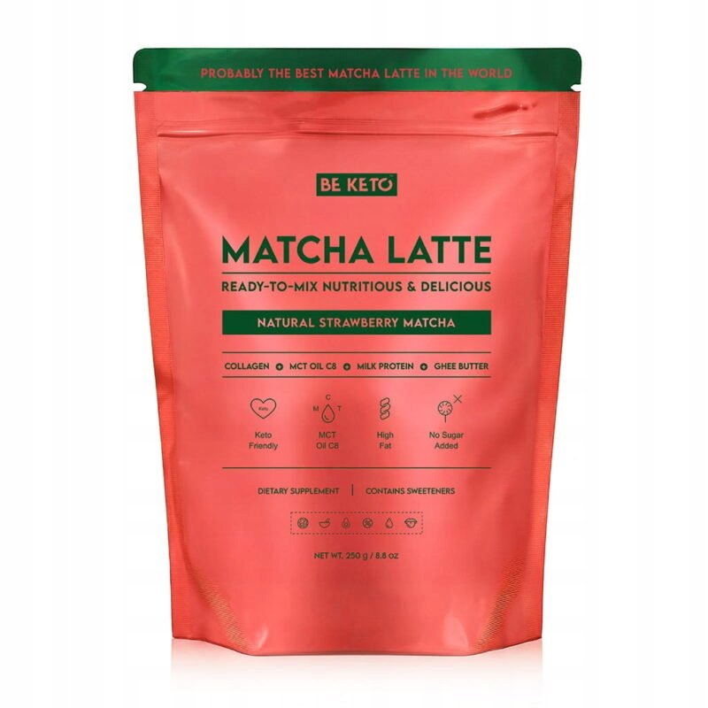 Matcha Latte (Olej Mct C8 & Kolagen & Ghee) – Naturalna Truskawka 250g