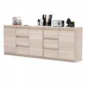 Komody - Komoda Dąb Sonoma 200 cm Duza Komoda 6 szuflad 3 drzwi Zestaw Meblowy - miniaturka - grafika 1