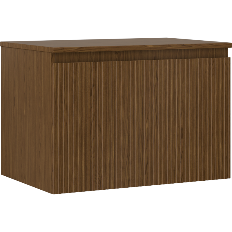 Mexen Rivel szafka łazienkowa podumywalkowa 70 cm z blatem, 1 szuflada, ryflowana , orzech - 91A20-07047-1-BFC86