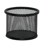 Przyborniki na biurko - Q-CONNECT Pojemnik na przybory Office Set, metalowy, 90x68mm, czarny KF16571 - miniaturka - grafika 1