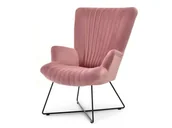 Fotele - Kobiecy Fotel Do Salonu Z Przeszywanego Weluru Nell Pastelowy Róż - miniaturka - grafika 1