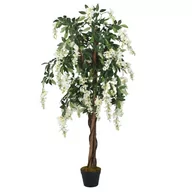 Sztuczne kwiaty - vidaXL Sztuczna wisteria, 840 liści, 120 cm, zielono-biała - miniaturka - grafika 1