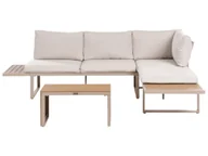 Meble ogrodowe - Narożnik ogrodowy ze stolikiem dla 4 osób PIENZA Prawostronny Modułowy Jasny brąz/ beżowy - miniaturka - grafika 1