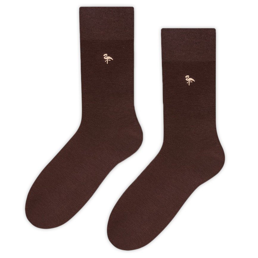 Brązowe gładkie skarpety męskie SK326 43-46