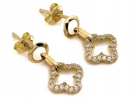 Kolczyki - Kolczyki złote 585 delikatne wiszące kwiatki na sztyfcie na prezent 14kt - miniaturka - grafika 1