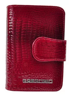 Portfel Damski Skóra Naturalna GREGORIO Średni Z Suwakiem Piórnik Lakierowany GF-115 CZERWONY RFID 12,5 x 8,5 x 3 [cm] - Portfele - miniaturka - grafika 4