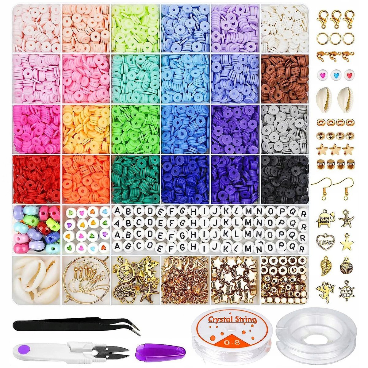 Zestaw Koralików Do Robienia Bransoletek Biżuterii Literki Xxl 6000 El.