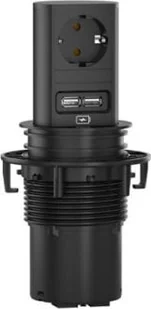 Bachmann BACHMANN ELEVATOR 1xCEE7/3 1xŁadowarka USB 2.0m AEH RAL9005 - Gniazdka elektryczne - miniaturka - grafika 1