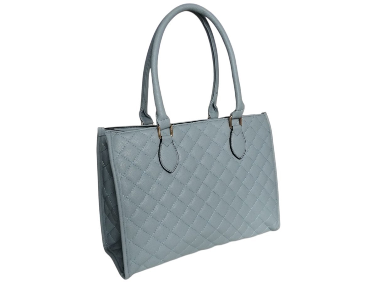 Torba Shopper Pikowana Torebka Damska Listonoszka Miejska, Niebieski