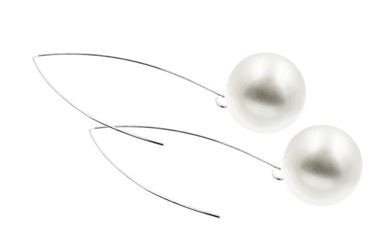 Kolczyki Ze Srebra Oraz Dużej Białej Perły