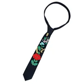 Krawaty i muchy męskie - Haftowany krawat folk ludowy, kociewski (maki) - miniaturka - grafika 1