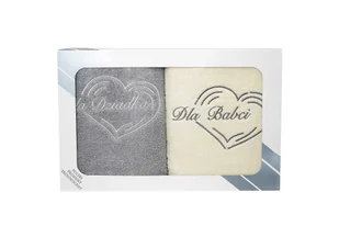 Komplet ręczników w pudełku 2 szt 70x140 Dla Babci i Dziadka kremowy szary jasny - Ręczniki Komplet ręczników w pudełku 2 szt 70x140 Dla Babci i Dziadka kremowy szary jasny - Ręczniki - miniaturka - grafika 1