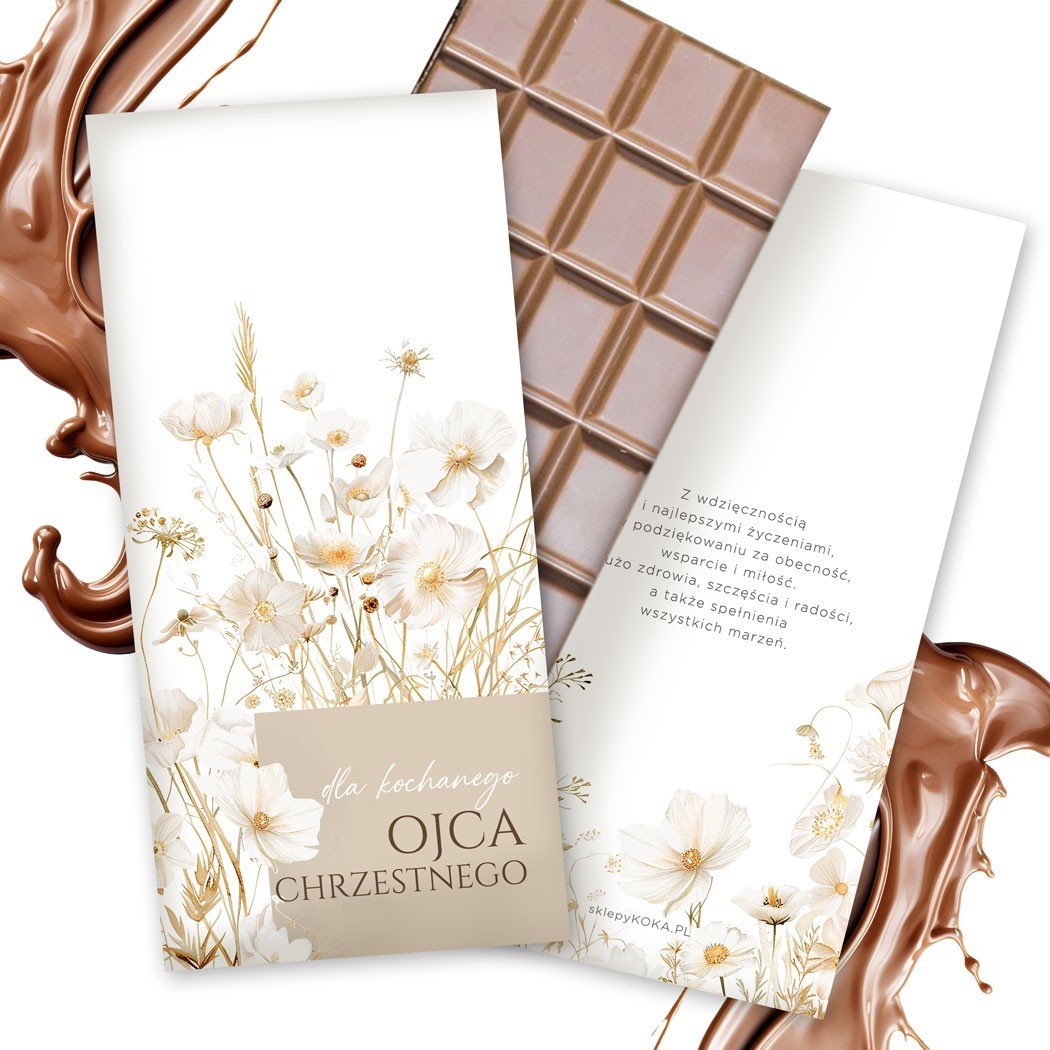 CZEKOLADA PREZENT DLA OJCA CHRZESTNEGO PODZIĘKOWANIE KOMUNIA CHRZEST z życzeniami