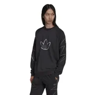 Bluzy męskie - Bluza męska Adidas Lightning Crew sportowa czarna klasyczna bawełniana-S - miniaturka - grafika 1