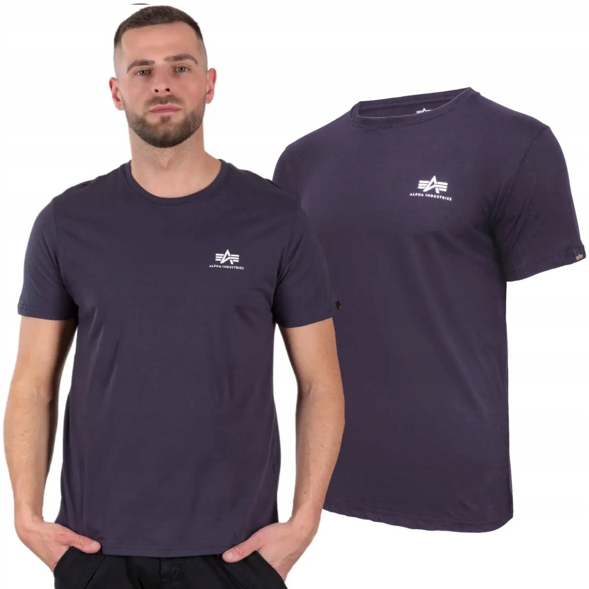 Koszulka Alpha Industries Small Logo Basic 188505 466 - Grafitowa S [S]