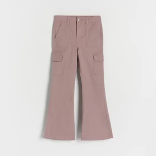 Reserved - Spodnie flare z kieszeniami cargo - Bordowy - Spodnie i spodenki dla dziewczynek - miniaturka - grafika 1
