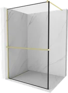 Ścianki i drzwi prysznicowe - Mexen Kioto+ ścianka prysznicowa z półką Walk-in 140 x 200 cm, czarny wzór, złota szczotkowana - 800-140-121-55-70 - miniaturka - grafika 1
