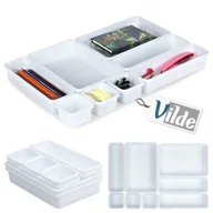 Meble modułowe i akcesoria - Organizer do szuflady czarny modułowy pudełka pojemniki wkład do przechowywania 8 szt. - miniaturka - grafika 1