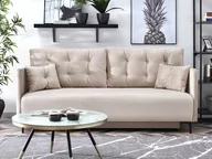 Sofy i kanapy - Pikowana Kanapa Z Weluru Molly Beżowa Rozkładana Do Pokoju Dziennego - miniaturka - grafika 1