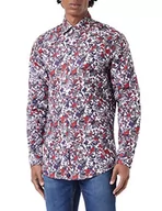 Koszule męskie - Seidensticker Męska koszula biznesowa, bez prasowania, o prostym kroju, krój regular fit, długi rękaw, kołnierz Kent, 100% bawełna, czerwony, 45 - miniaturka - grafika 1